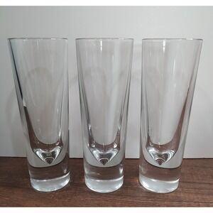 MCM Carlo Moretti Bullet Clear Glasses Lot Of 3 Made In Italy Heavy Weighted S1